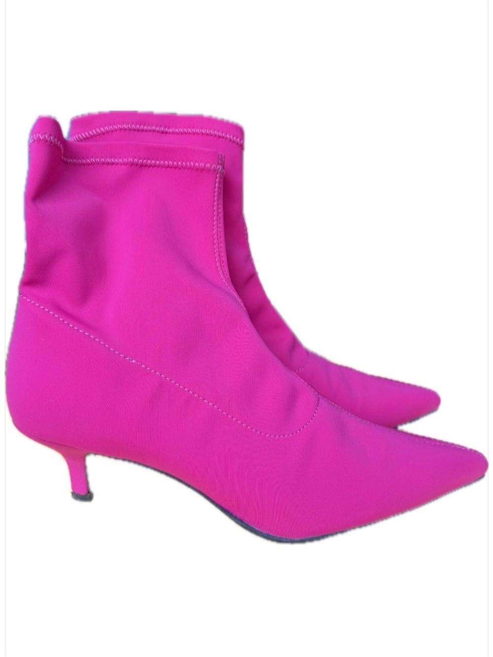 Pink Sock Pointed Toe Heeled Ankle Boots in Like New